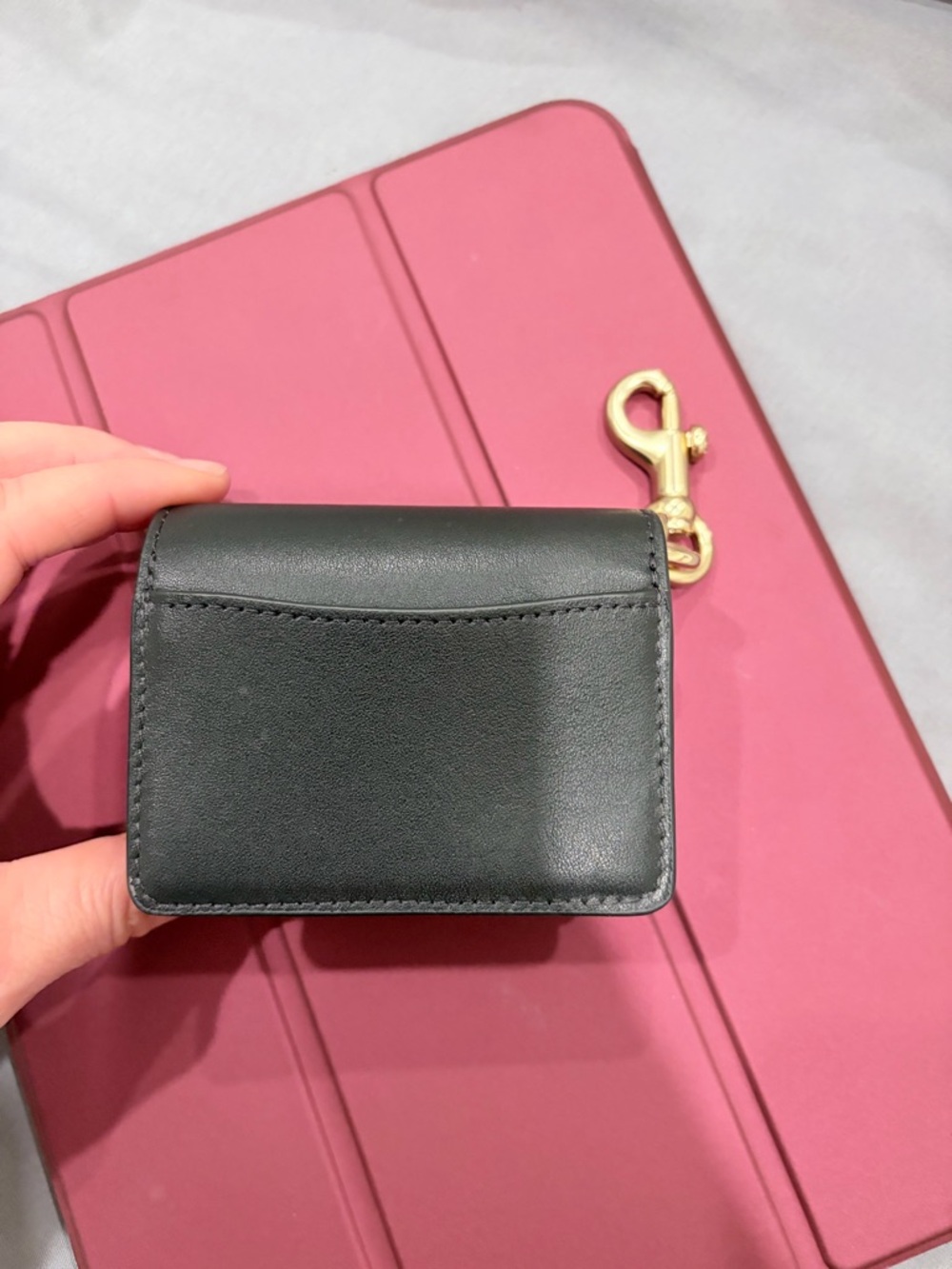 Coach Black Leather & Brown Signature Card Case Key Fob - Picture 3 of 5